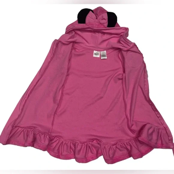 Disney Terry Pink Minnie Mouse Hooded Robe Beach Cover Up Dress Girls - Picture 3 of 8